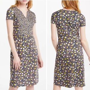 Boden princess seam knee length dress ditsy floral gray comfort business casual